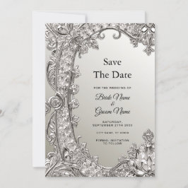 Silver Verziert Modern Save the Date
