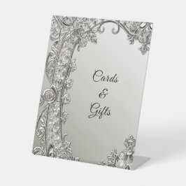 Silver Verziert Modern Tabletop Zeichen Sockelschild