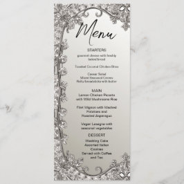 Silver Verziert Modern Wedding Menu Menükarte