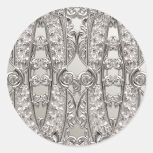Silver Verziert Modern Wedding Sticker