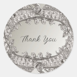 Silver Verziert Modern Wedding Sticker