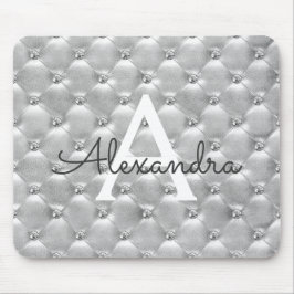 Silver Vintag rosa Monogram Name Mousepad