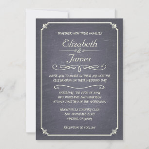 Silver Vintage Chalkboard Hochzeitseinladungen Einladung