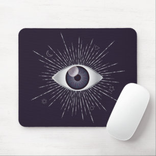 Silver & Violet Mystic Evil Eye Nazar Mati Mousepad