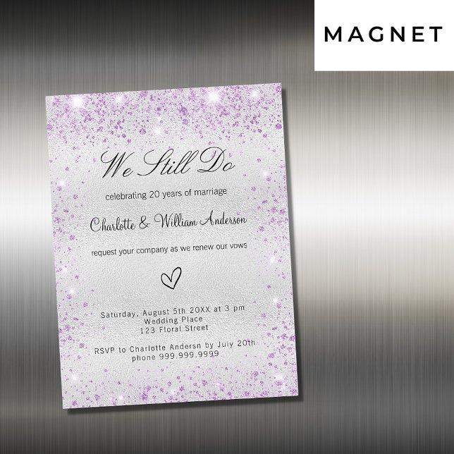 Silver violet vow wedding renewal luxury magneteinladung (Von Creator hochgeladen)