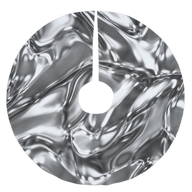 Silver Wavy Metallic Look Polyester Weihnachtsbaumdecke (Vorderseite)