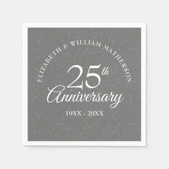 Silver Wedding 25-jähriges Jubiläum Stardust Confe Serviette (Vorderseite)