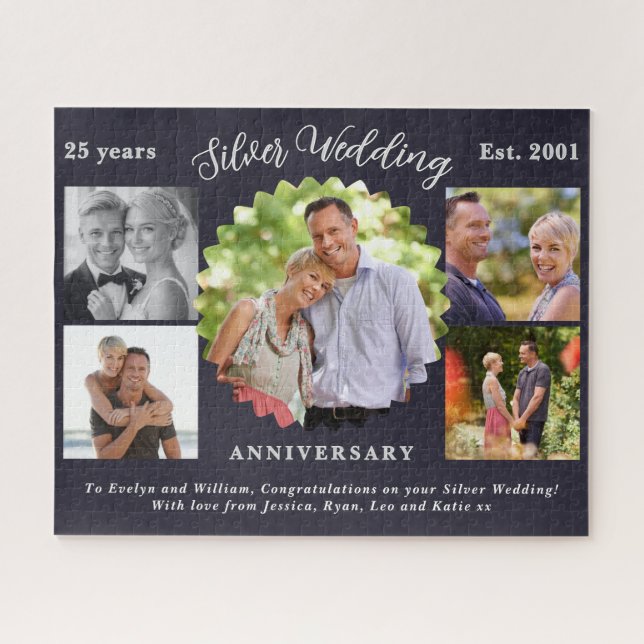 Silver Wedding 25th Anniversary Photo Collage (Horizontal)