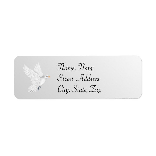 Silver Wedding Address Label mit Dove (Vorne)