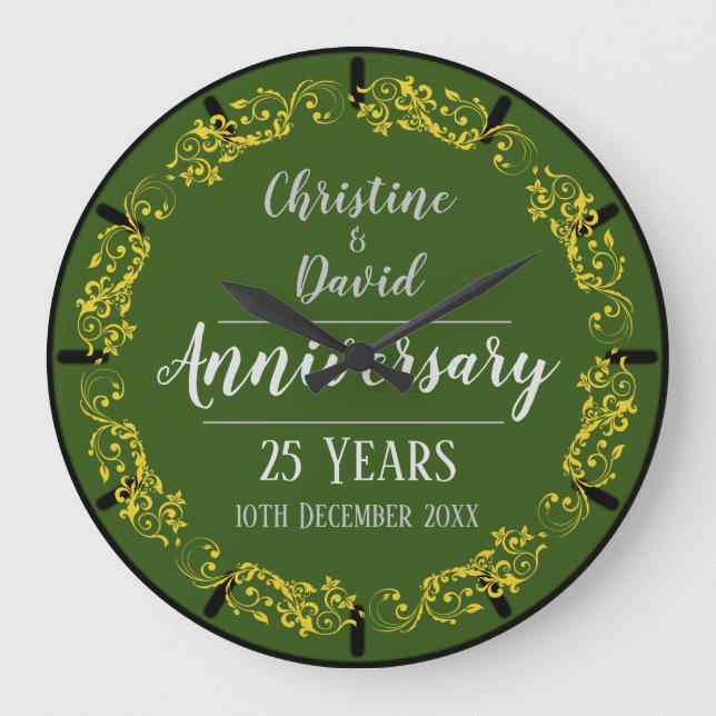 Silver Wedding Anniversary Commemorative Große Wanduhr (Vorderseite)