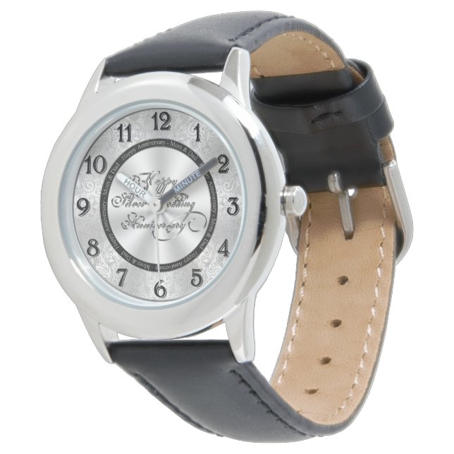 Silver Wedding Anniversary Watch Armbanduhr (Schrägansicht)