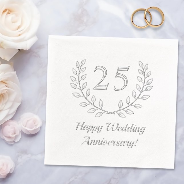 Silver Wedding Anniversary Wreath Custom Number Servietten Mit Folie (Von Creator hochgeladen)