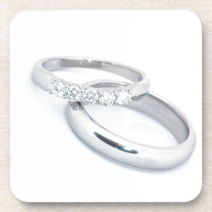 Silver Wedding Bands Save the Date Untersetzer