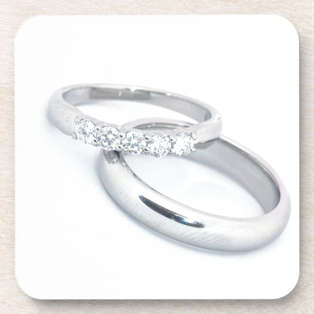 Silver Wedding Bands Save the Date Untersetzer (Vorderseite)