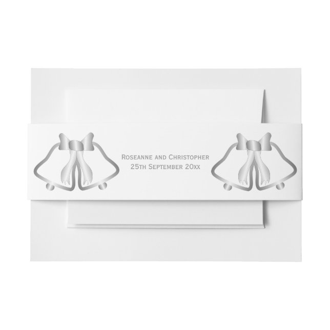 Silver Wedding Einladung Bauch Band Bells Ribbon (Vorderseite Beispiel)