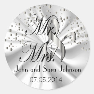 Silver Wedding für Mr. & Mrs.   Personalisieren Runder Aufkleber