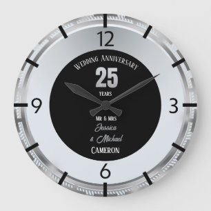 Silver Wedding Jubiläum 25 Jahre Personalisiert Große Wanduhr