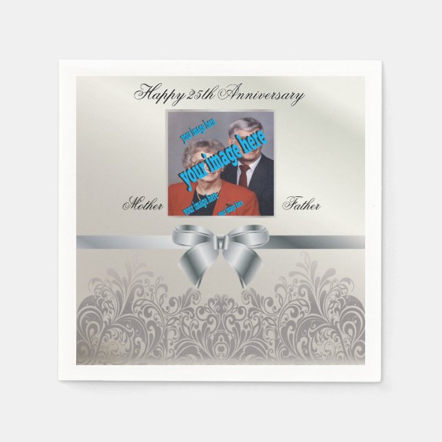 Silver Wedding Jubiläum Schönes Retro Design Serviette (Vorderseite)