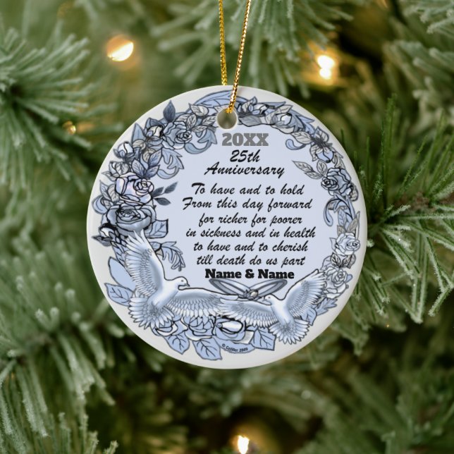 Silver Wedding Jubiläumsschmuck Keramik Ornament (Baum)