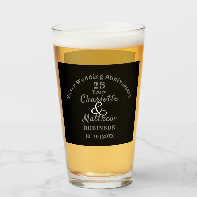 Silver Wedding Personalisiert zum 25. Jubiläum Glas (Vorne (Gefüllt))