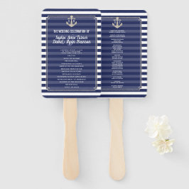 Silver Wedding Program für Nautical Navy Blue Stri Fächer
