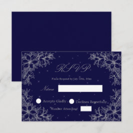 Silver Wedding RSVP mit Verzierten Blumengrafiken Karte