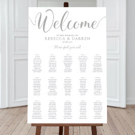 Silver Wedding Seating Chart mit 15 Tischen Poster