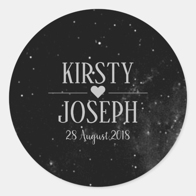 Silver Wedding Sticker für die Space Galaxy Monogr (Vorderseite)