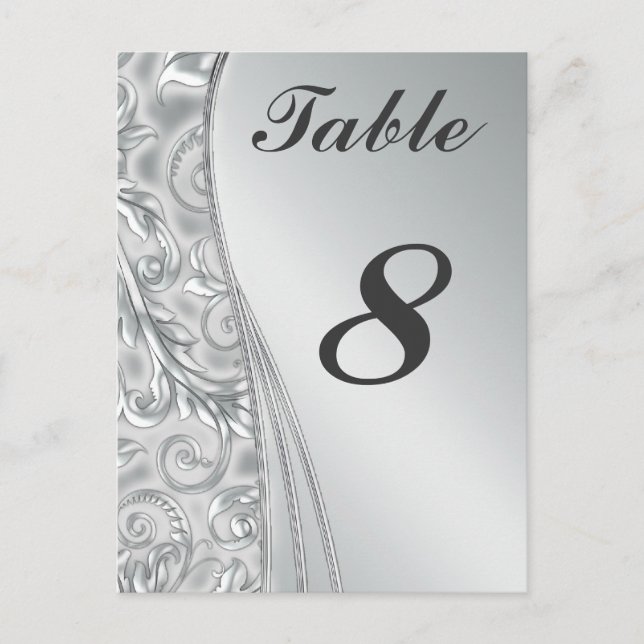 Silver Wedding Table Cards Nummern Postkarte (Vorderseite)