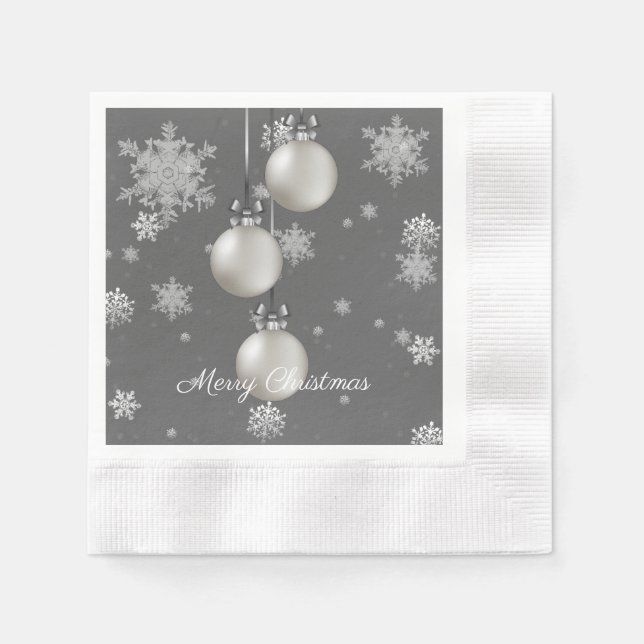 Silver Weihnachtsschmuck Papier Napkin Serviette (Vorderseite)