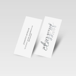 Silver Whimsical Script Abschluss Name Card Mini Visitenkarte