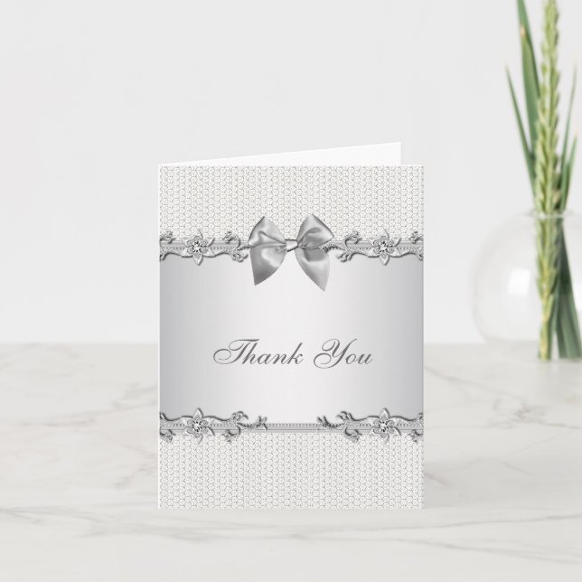 Silver White Baby Dusche Geschenk Dankeschön Karte (Vorderseite)