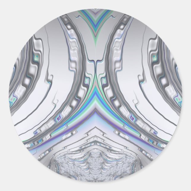 Silver White Blue Green ~ Klassischer Rundaufklebe Runder Aufkleber (Vorderseite)
