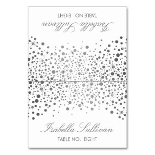 Silver & White Confetti Dots   Name Platzkarten Tischnummer