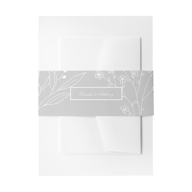 Silver White Corner Floral Boho Wedding Einladungsbanderole (Vorderseite Beispiel)