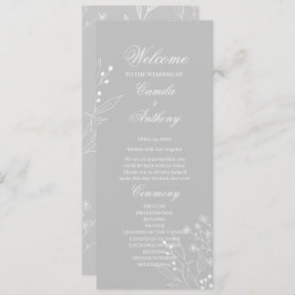 Silver White Corner Floral Boho Wedding Programm