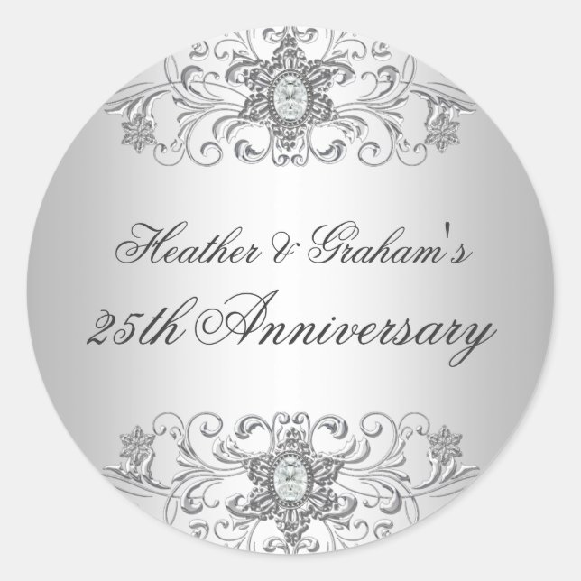 Silver White Diamond Sticker zum 25. Jahrestag (Vorderseite)