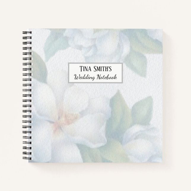 Silver White Dogwood Blossom Wedding Notizbuch (Vorderseite)