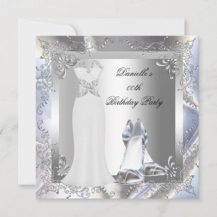 Silver White Dress High Heel Shoes Silver Birthday Einladung