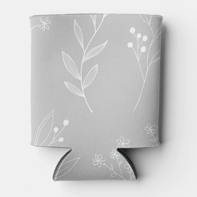 Silver White Floral Boho Wedding Dosenkühler (Vorderseite)