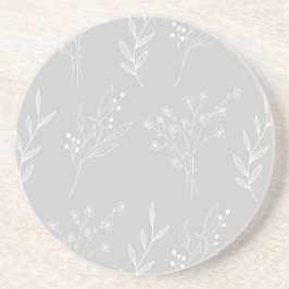 Silver White Floral Boho Wedding Getränkeuntersetzer