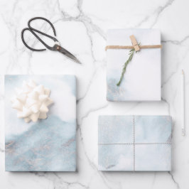 Silver white Gold Grunge Blue Paint Geschenkpapier Set