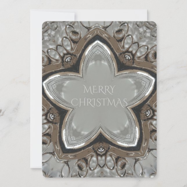 Silver White Gray Shiny Star Frohe Weihnachten (Vorderseite)