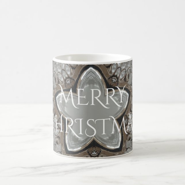 Silver White Gray Shiny Star Frohe Weihnachten Kaffeetasse (Mittel)