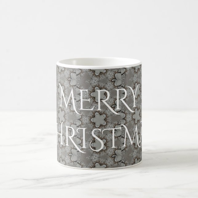 Silver White Gray Shiny Star Frohe Weihnachten Kaffeetasse (Mittel)