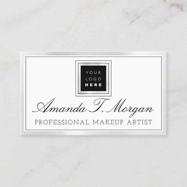 Silver White Lounge für Hochzeitsplaner-Logo Visitenkarte (Vorderseite)