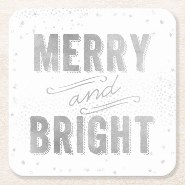 Silver & White Merry und Helle Winterurlaub Rechteckiger Pappuntersetzer (Vorderseite)