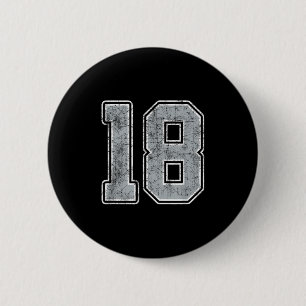 Silver White Number 18 Jersey Player Uniform #18 Button