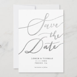 Silver White Script Typografie Save The Date