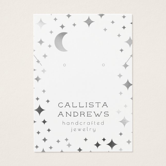 Silver White Star Moon Earring Necklace Display (Vorderseite)